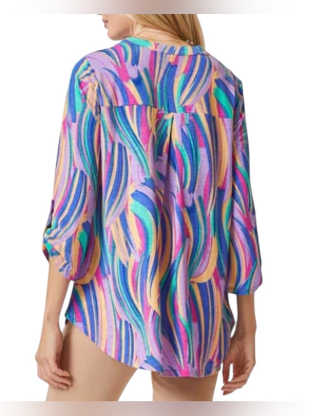 Dear Scarlett Lizzy Lavender Mardi Gras Quarter Sleeve Top NWT - Picture 3 of 10